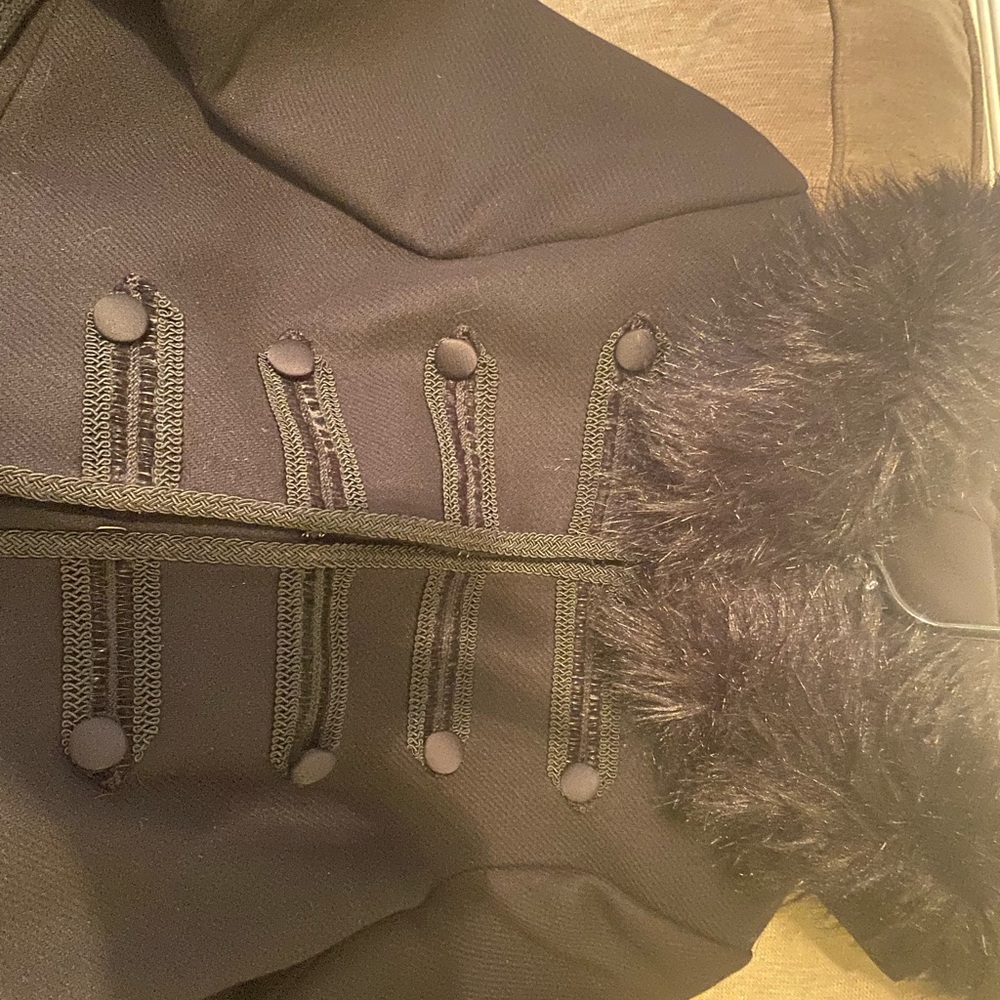 Zara coat black size small hood with with faux fur black